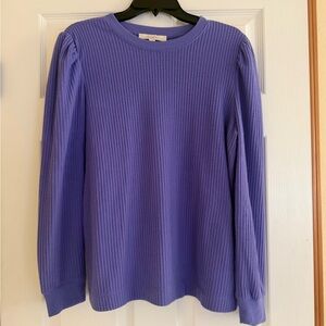 LOFT Textured Lavender Long Sleeve Top